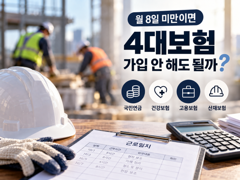 일용직 4대보험 가입기준｜월 8일 미만이면 정말 가입 안 해도 될까?