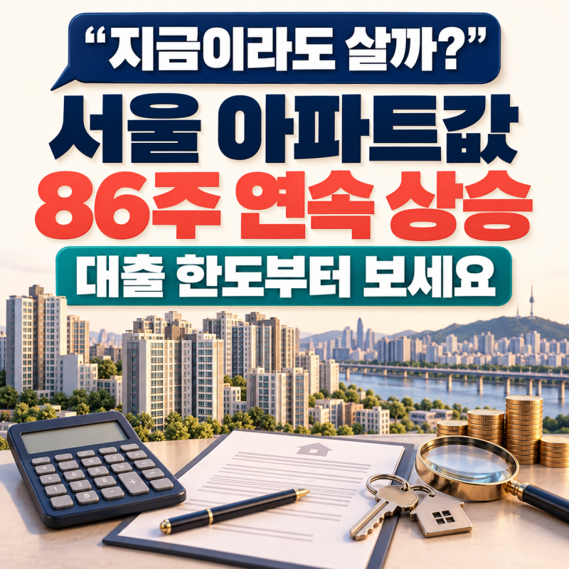 "지금이라도 살까?" 서울 아파트값 86주 연속 상승... 대출 한도부터 보세요