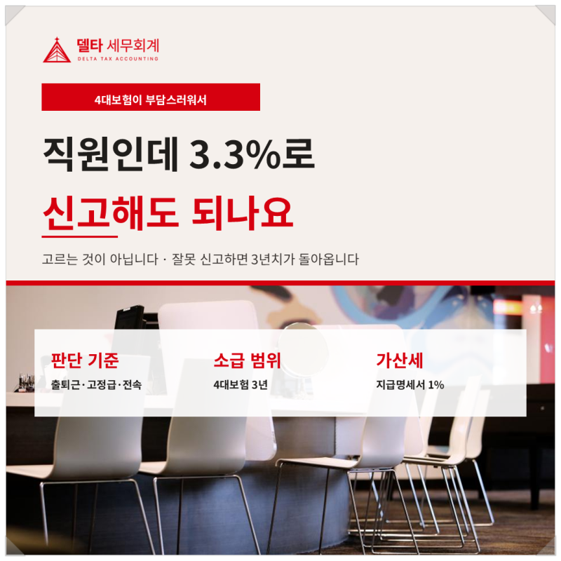 [세무정보] 직원 3.3% 신고해도 되나요｜프리랜서 근로자 구분 기준, 4대보험 3년 소급과 지급....