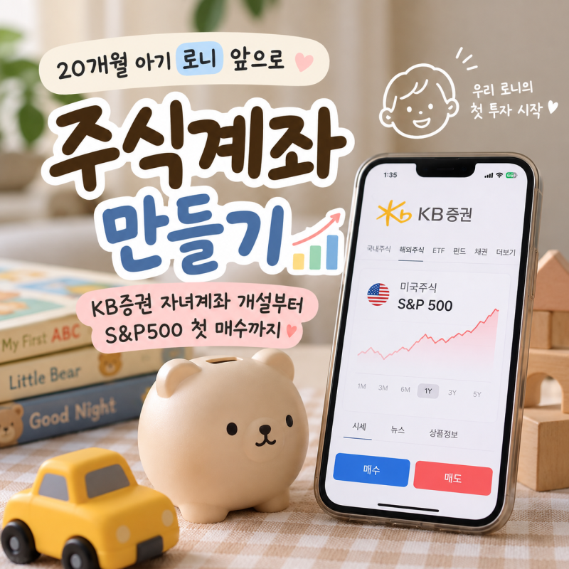 20개월 아기 주식계좌 만들기｜KB증권 미성년자 자녀계좌 개설하고 S&P500 투자 시작