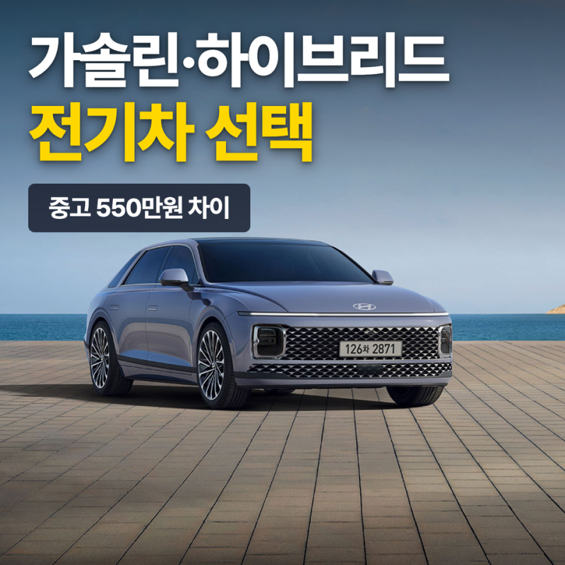 가솔린 하이브리드 전기차 선택, 중고 550만원 차이