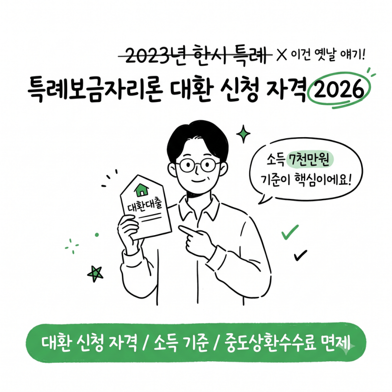 특례보금자리론 대환대출 신청 자격 2026년 개정판, 보금자리론 운용세칙상 소득 7천만원 기....