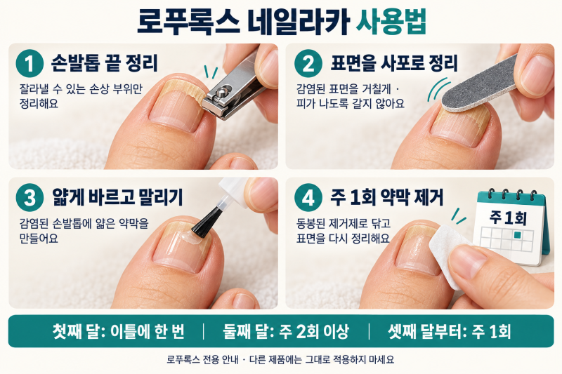 로푸록스·풀케어·로세릴 네일라카, 손발톱 무좀약 어떻게 발라야 할까요?