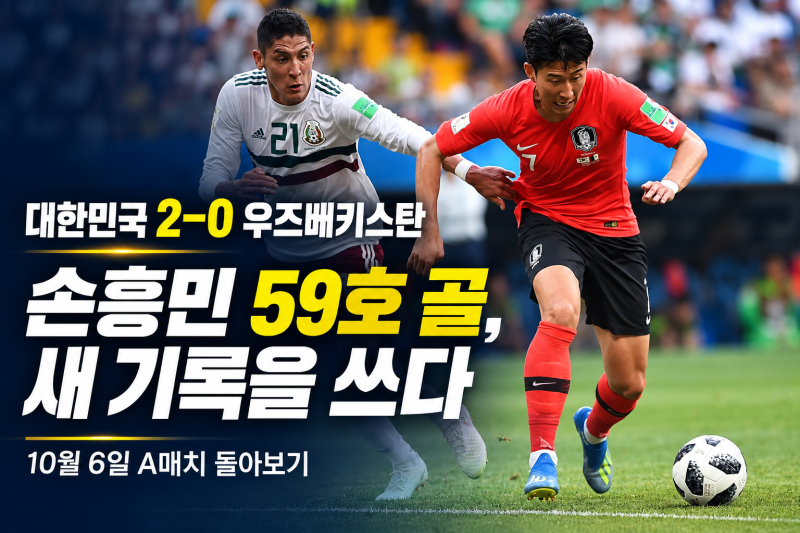 대한민국, 우즈베키스탄에 2–0 승리 ⚽손흥민 59호 골부터 오세훈·조현우의 활약까지