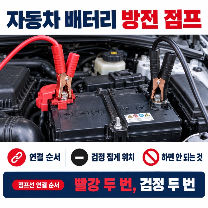 자동차 배터리 방전 점프 방법, 점프선 연결 순서와 주의할 점 정리