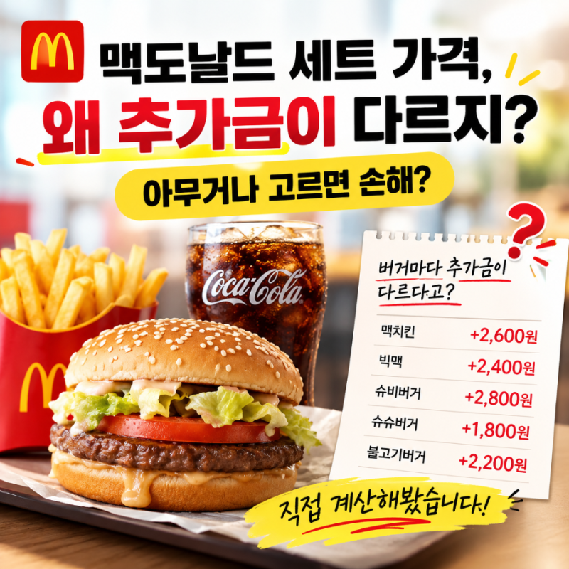맥도날드 세트 가격, 왜 추가금이 다르지? 아무거나 고르면 손해?