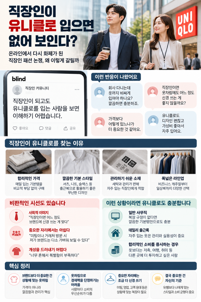 직장인이 유니클로 입으면 없어 보인다? 직장인 옷차림 논쟁, 왜 이렇게 갈릴까
