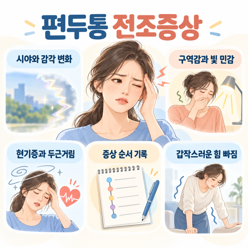 속이 울렁거리고 어지러운 뒤 머리가 아프다면 편두통 전조증상일까