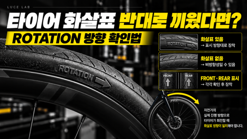 로드자전거 타이어 화살표 반대로 끼웠다면? ROTATION 방향 확인하고 다시 장착해야 할까