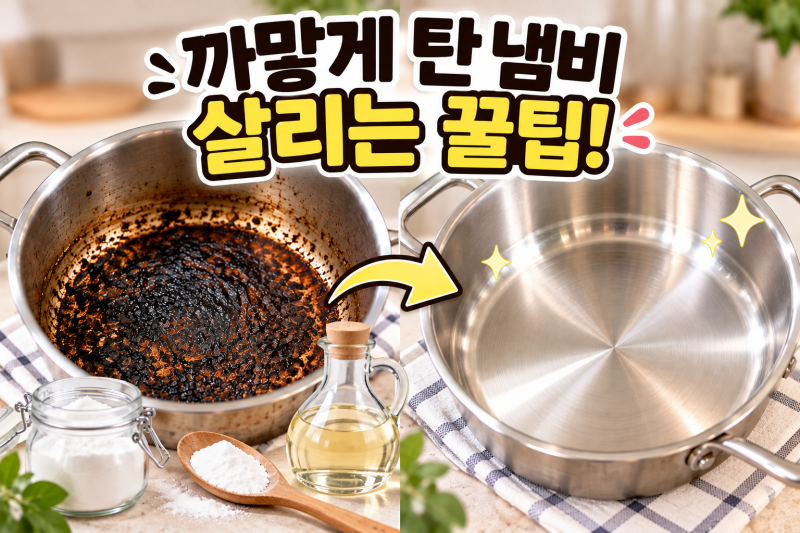 태워먹은 스테인리스 냄비 살리기! 손목 안 아프게 탄 자국 지우는 꿀팁