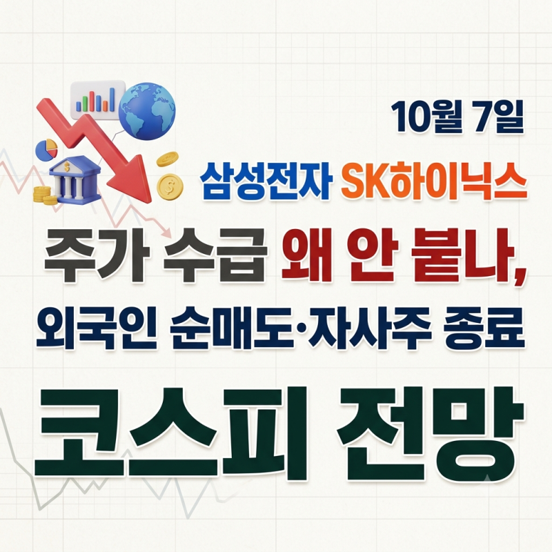 10월 7일 삼성전자 SK하이닉스 주가 수급 왜 안 붙나, 외국인 순매도·자사주 종료 코스피 전망