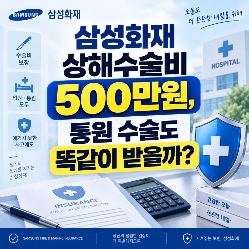 삼성화재 상해수술비 500만원, 통원 수술도 똑같이 받을까