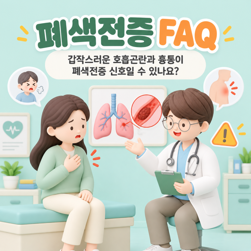 폐색전증 FAQ｜갑작스러운 호흡곤란과 흉통이 폐색전증 신호일 수 있나요?