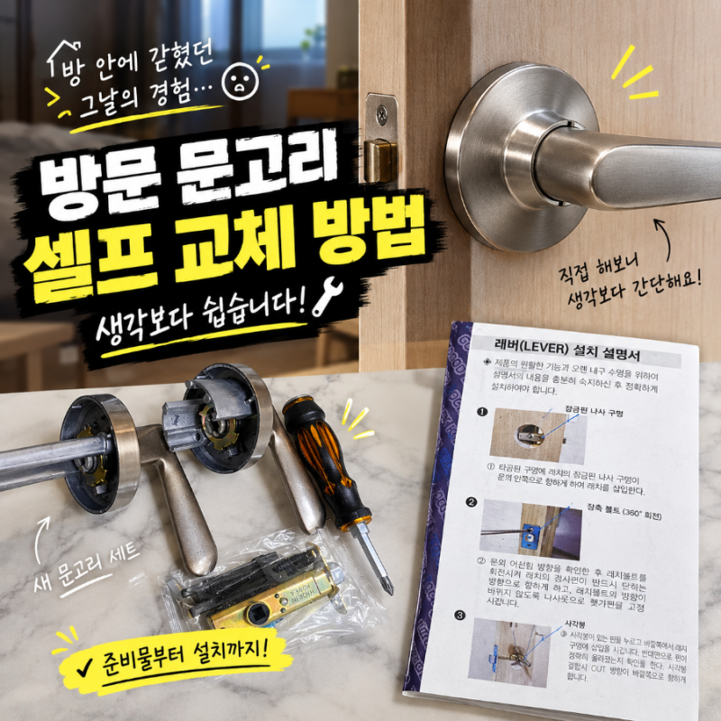 [정보] 방 안에 갇혔다면?! 방문 문고리 셀프교체 방법 ✨