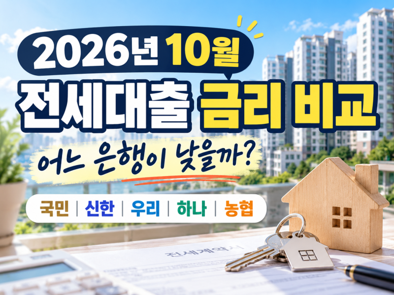 2026년 10월 전세대출 금리 비교, 국민·신한·우리·하나·농협 어디가 낮을까?
