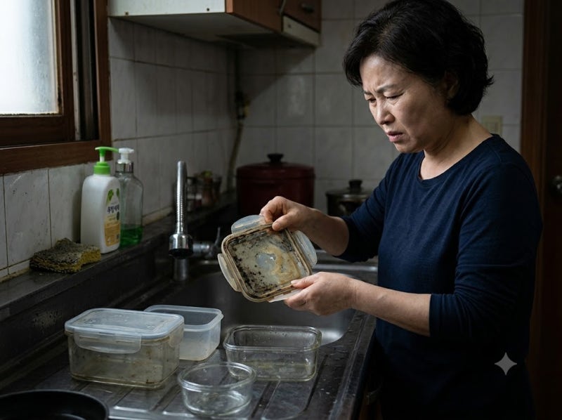 "반찬통 고무패킹 곰팡이 락스에 담갔다 고무 삭아 국물 다 새고 통 20개 버렸습니다, 0원에 ....