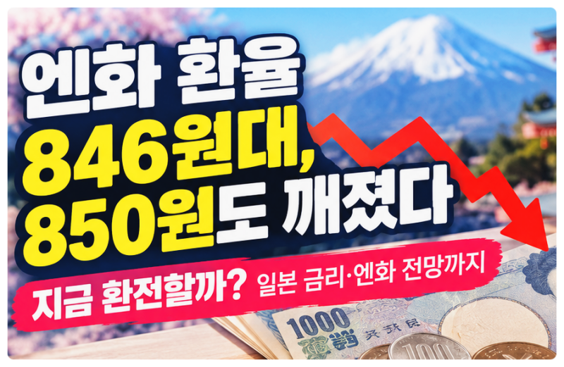엔화 환율 850원 붕괴, 지금 사도 될까(+일본여행 환전 시점과 엔화 전망)