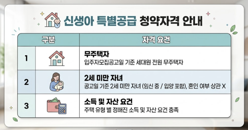 신생아 특공 추첨 방법 조건 소득기준 등 총정리