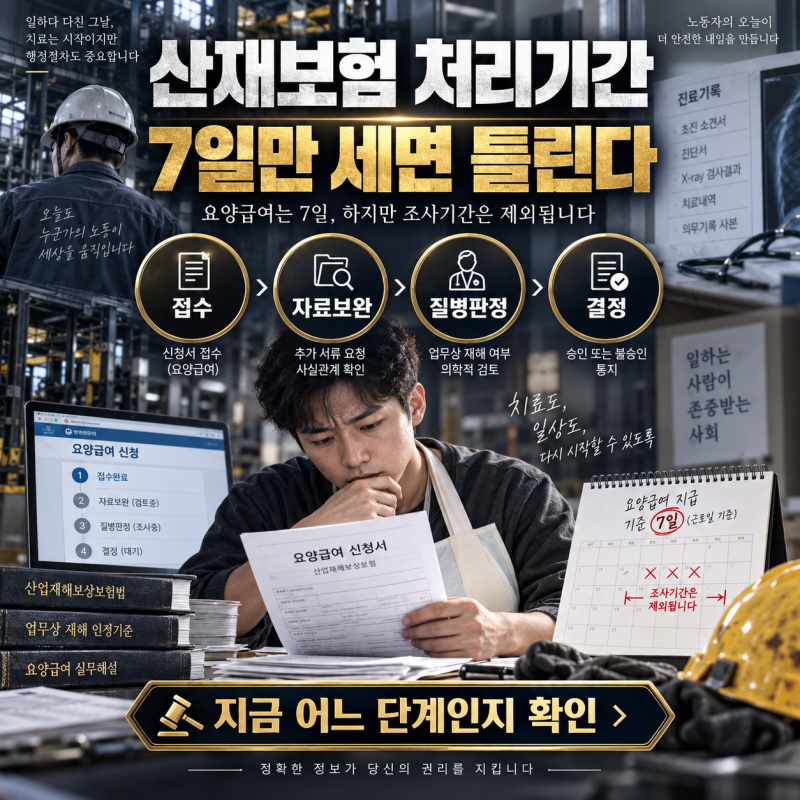 산재보험 처리기간 기준, 요양급여 7일