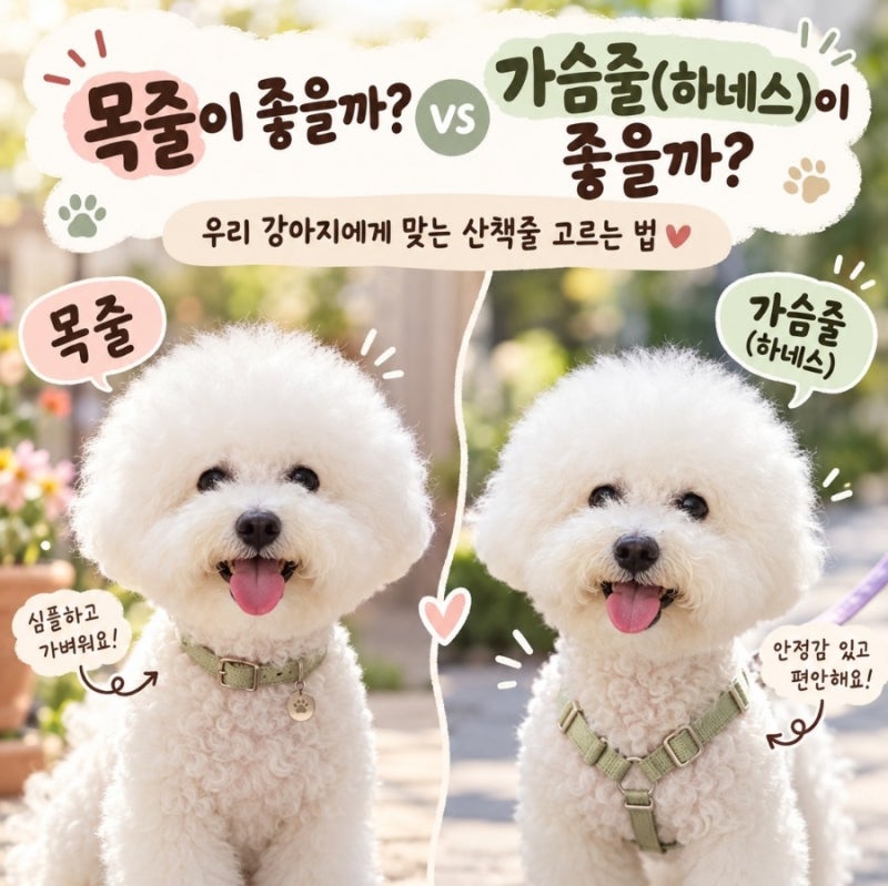 강아지 목줄 vs 하네스, 뭐가 좋을까? 우리 강아지에게 맞는 산책줄 고르는 법, 하네스 추천