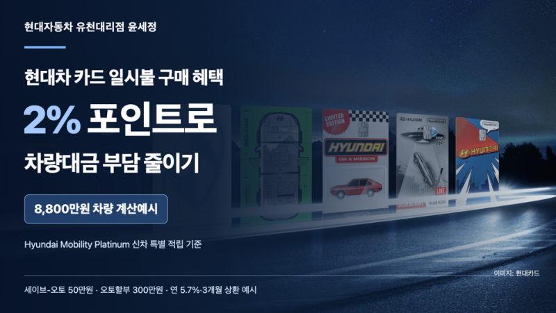 현대차 카드 일시불 구매 혜택｜2% 포인트로 차량대금 부담 줄이기