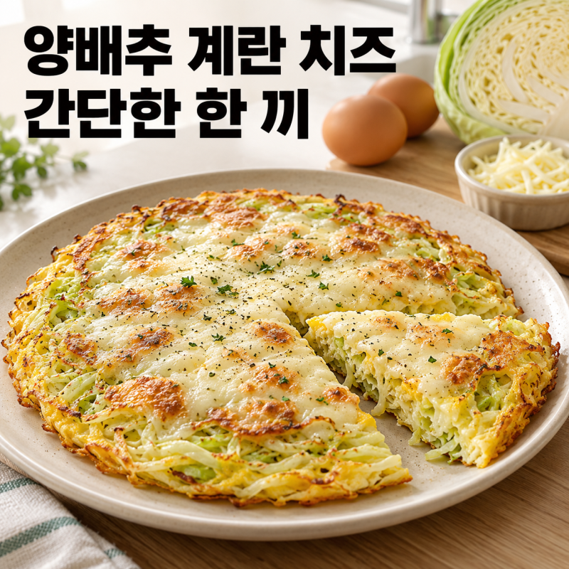 양배추 계란 모짜렐라 치즈 레시피, 프라이팬 하나로 만드는 간단한 한 끼
