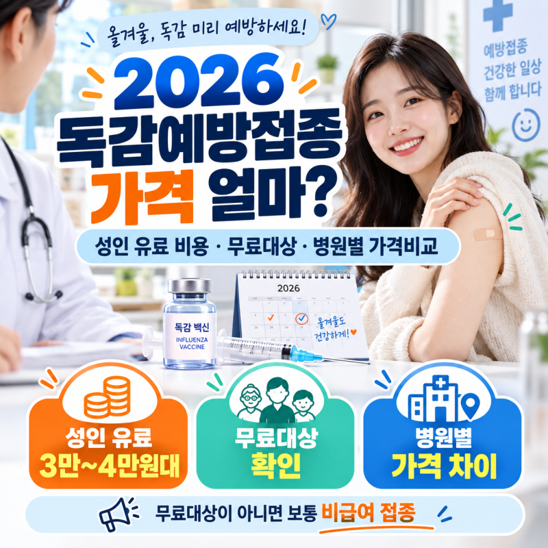 2026 독감예방접종 가격 얼마? 성인 유료 비용·무료대상·병원별 가격비교 방법