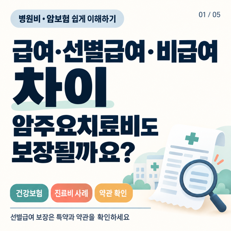 급여·선별급여·비급여 차이와 비급여 암주요치료비 보장, 사례로 알아보기