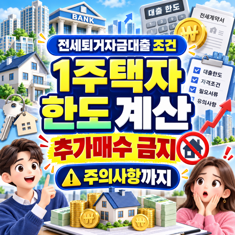 전세퇴거자금대출 조건 1주택자 한도 계산부터 추가매수 금지 주의사항(+실거주)