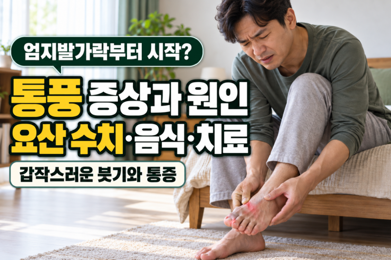 통풍 증상과 원인, 요산 수치부터 좋은 음식·안 좋은 음식·통풍 치료까지(통풍 증상은 엄지....