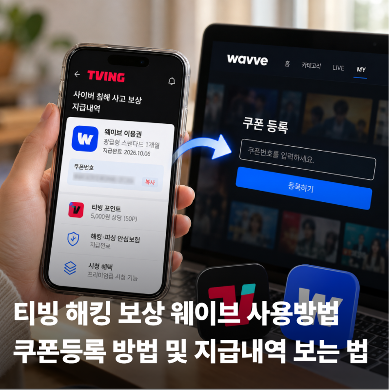 티빙 해킹 보상 웨이브 사용방법｜쿠폰등록 방법 및 지급내역 보는 법