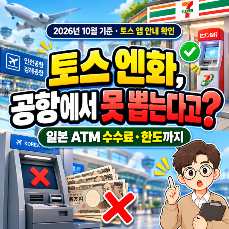 ⭐토스 엔화 출금 수수료·한도, 일본 ATM 사용법과 인천·김해공항에서 안 되는 이유