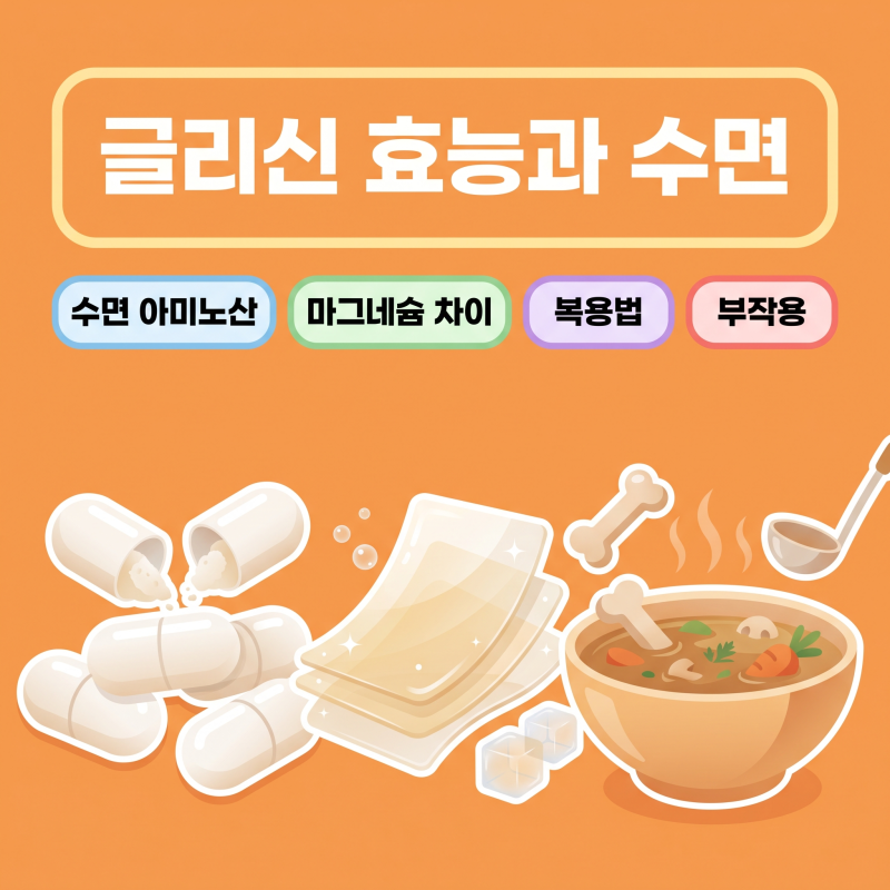 글리신 효능과 수면 효과 총정리: 3g 복용법과 마그네슘 글리시네이트 차이점