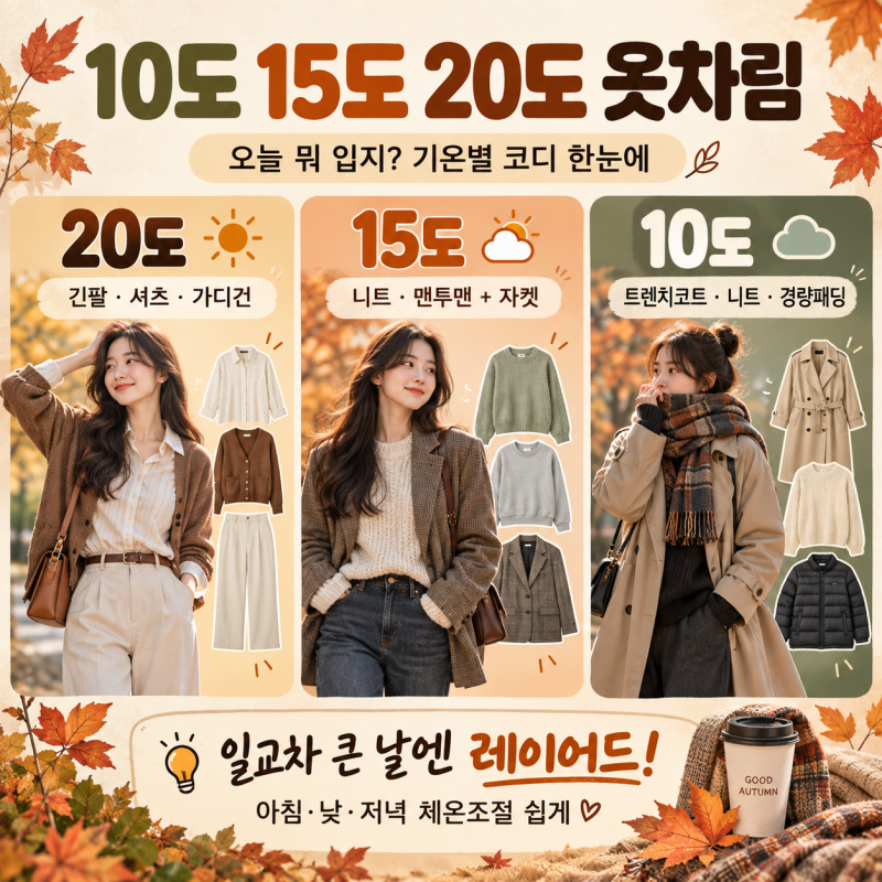 10도 15도 20도 옷차림 총정리｜오늘 뭐 입지? 기온별 코디 한눈에