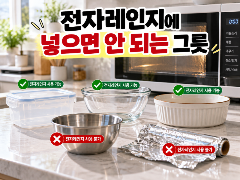 전자레인지에 넣으면 안 되는 그릇 정리｜플라스틱·유리·금속 구분법