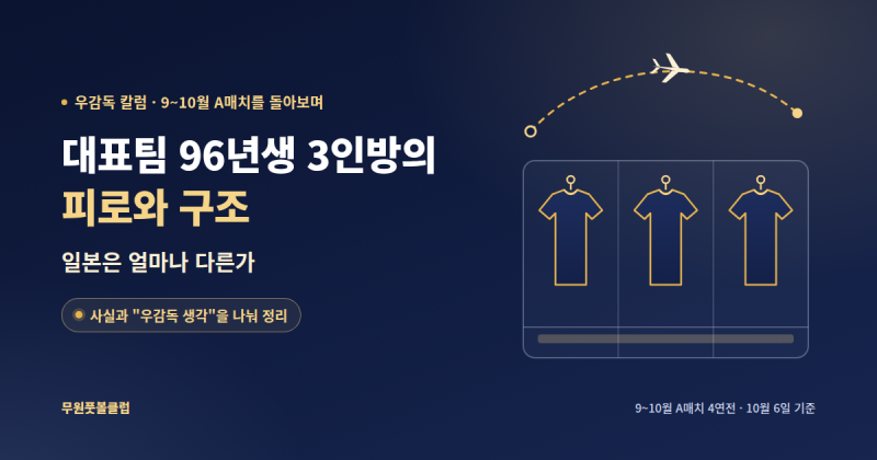 대표팀 96년생 3인방의 피로와 구조, 일본은 얼마나 다른가