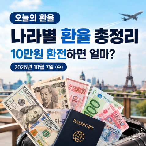 오늘 나라별 환율 총정리｜10만원 환전하면 달러·엔화·유로 얼마?