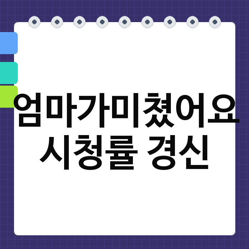 엄마가 미쳤어요 시청률 경신 정리 – 6회 만에 10.7% 돌파, 회차별 상승 흐름·출연진·관전 포....