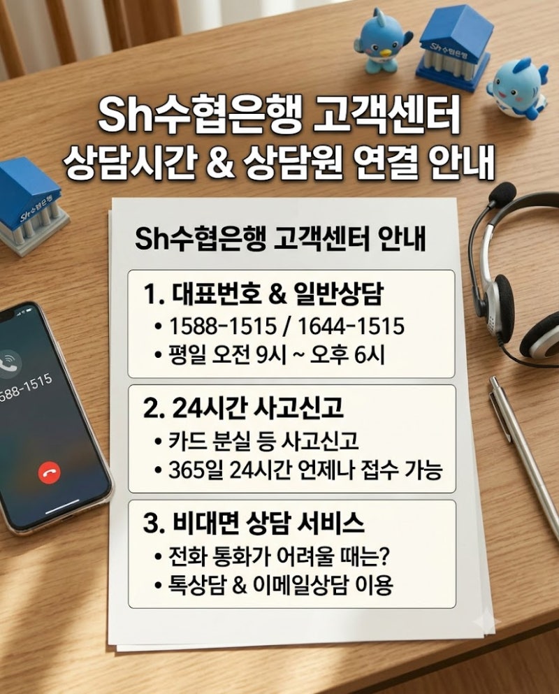 Sh수협은행 고객센터 상담시간, 상담원 연결 방법과 24시간 분실신고 총정리