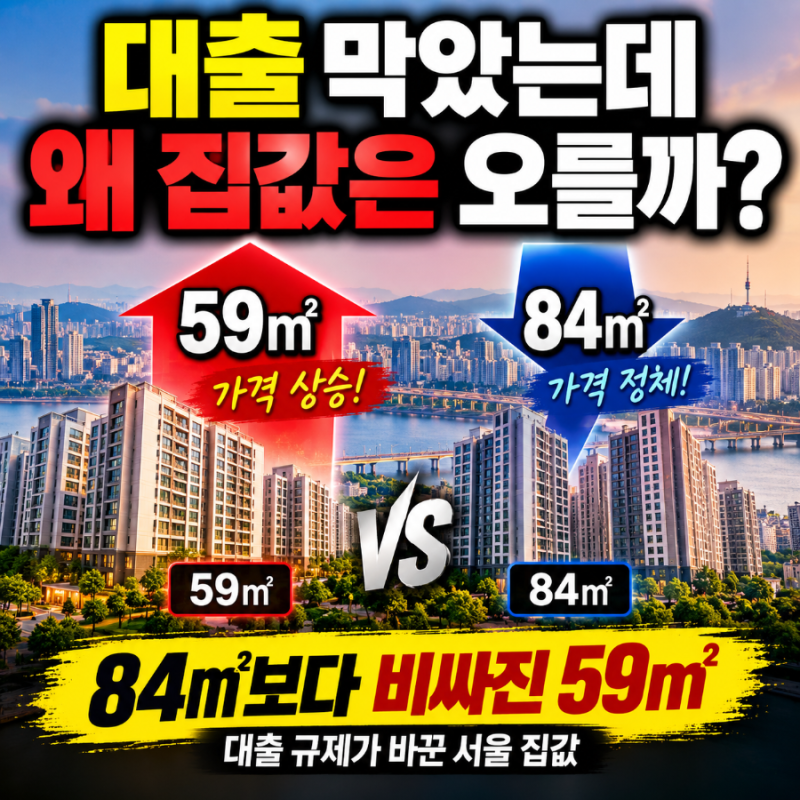 대출 막았는데 서울 집값은 왜 오를까? 이제 84㎡보다 59㎡가 비싸진 이유