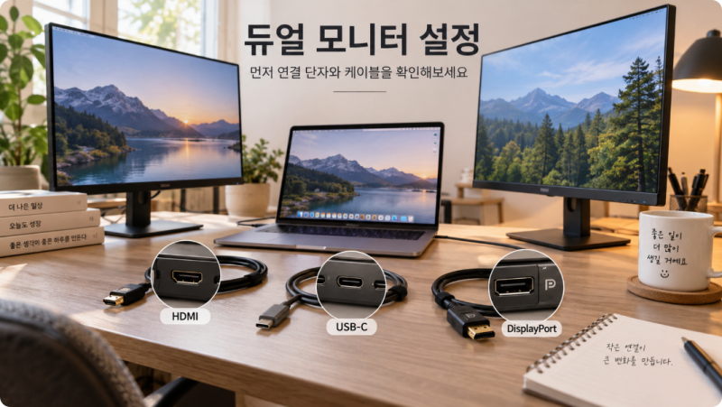듀얼 모니터 설정 7단계, 윈도우11 화면 확장부터 순서 변경까지