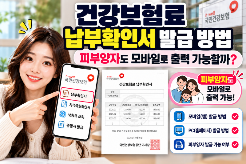 건강보험료 납부확인서 발급 방법, 피부양자도 모바일로 출력 가능할까?