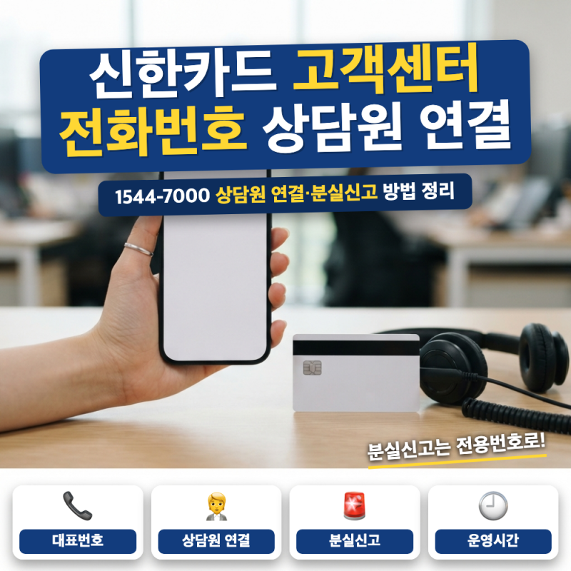 신한카드 고객센터 전화번호 상담원 연결 방법 (+ 분실신고 번호, 운영시간, 앱 신고 경로)