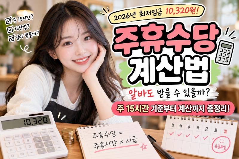 2026 주휴수당 계산법, 알바도 받을 수 있을까? 주 15시간 기준부터 계산까지 총정리