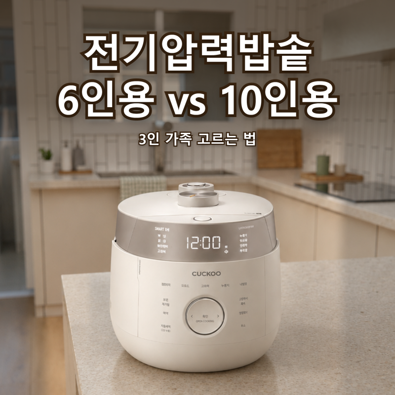 전기압력밥솥 6인용 vs 10인용 차이 | 3인 가족 고르는 법