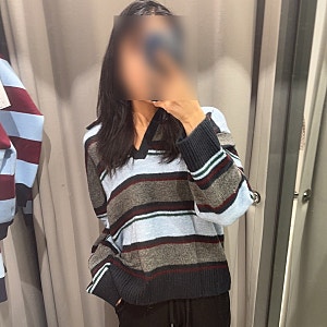 자라 스트라이프 니트 | 컬러 조합 예쁜 신상 폴로니트 166cm 실착