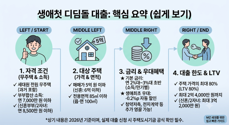 [디딤돌] 무주택자 생애첫 집 살 때 대출 이자 몇 %? 2026 디딤돌대출 금리·한도·조건 총정리!