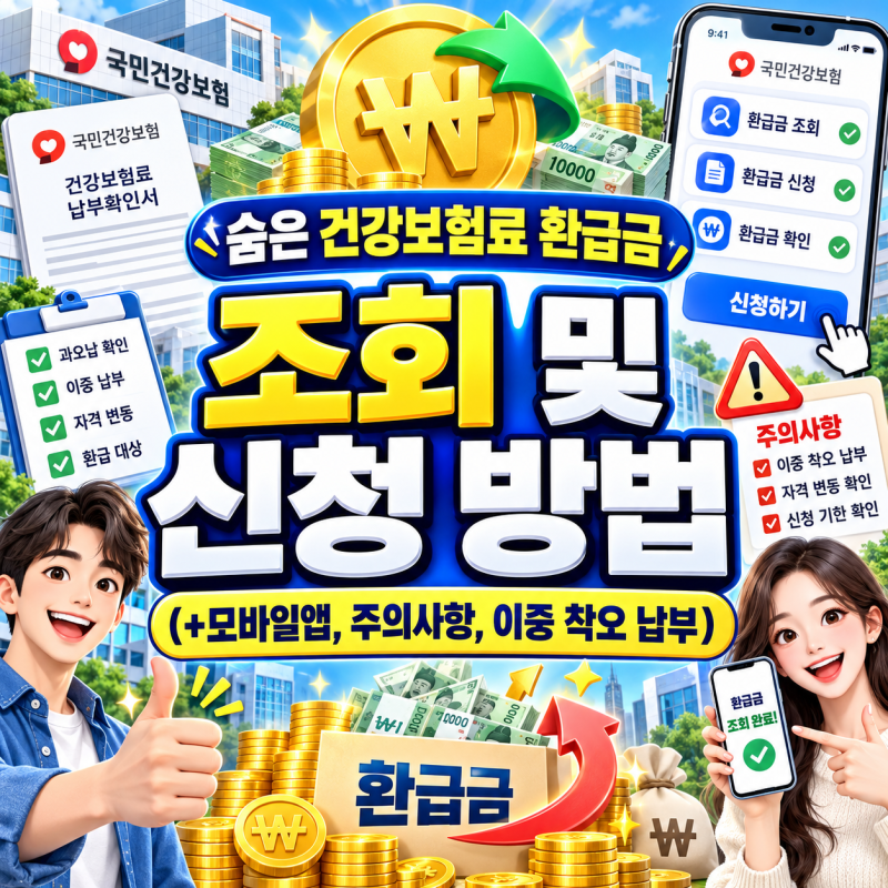 숨은 건강보험료 환급금 조회 및 신청 방법(+모바일앱, 주의사항, 이중 착오 납부)