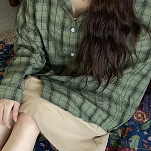 에이블리 가을 체크셔츠 추천 오버핏 여자남방 코디 4가지