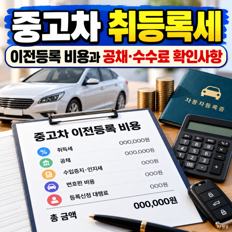 중고차 취등록세｜이전등록 비용과 공채·수수료 확인사항